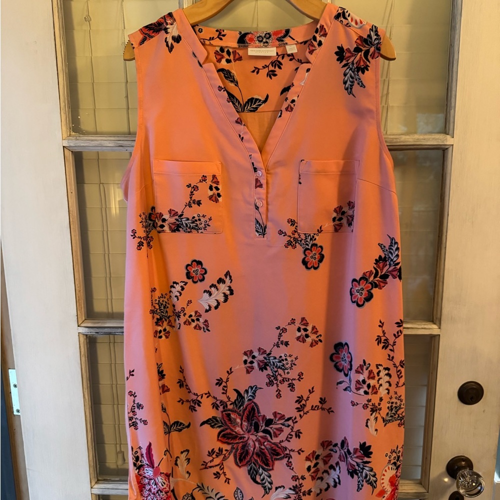 New York & Company Peachy-Pink Floral Dress
